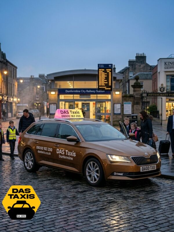 DAS Taxis Dunfermline City Taxi service near Dunfermline Abbey KY11 fast local taxi pickup